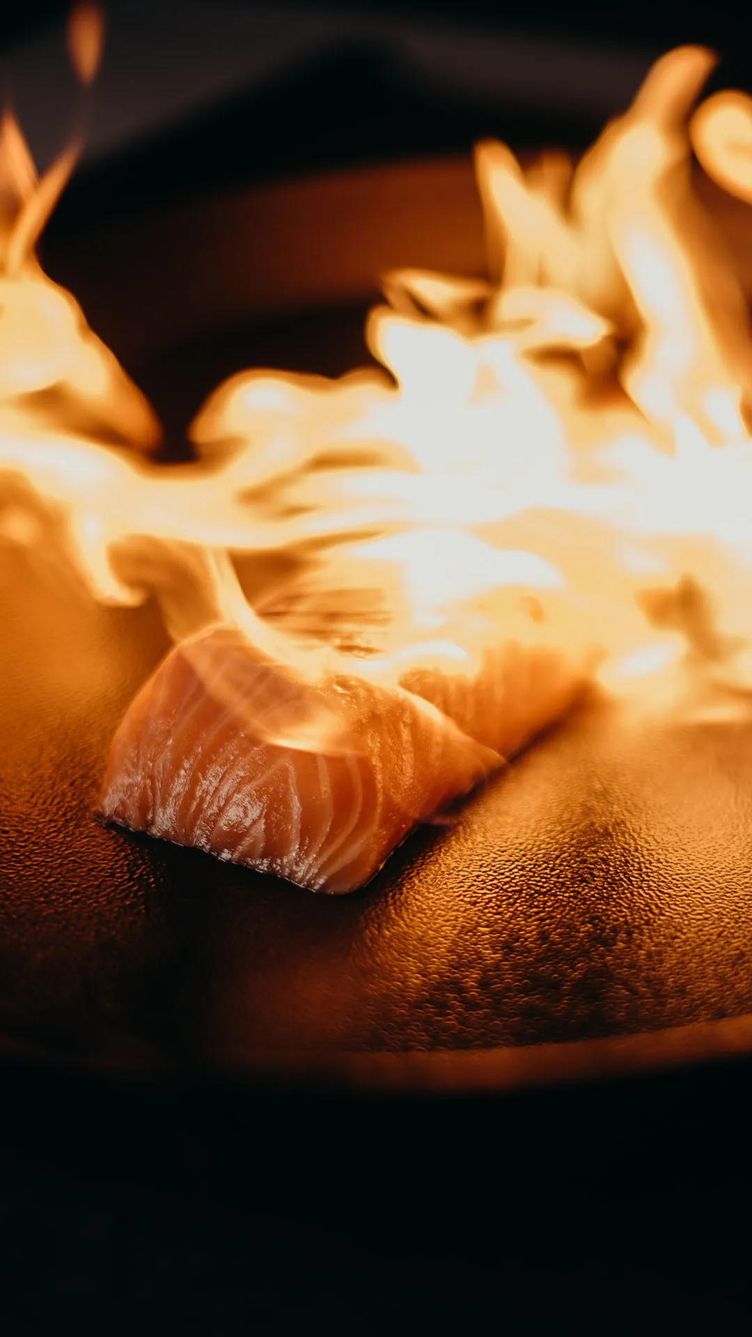 Salmon on fire